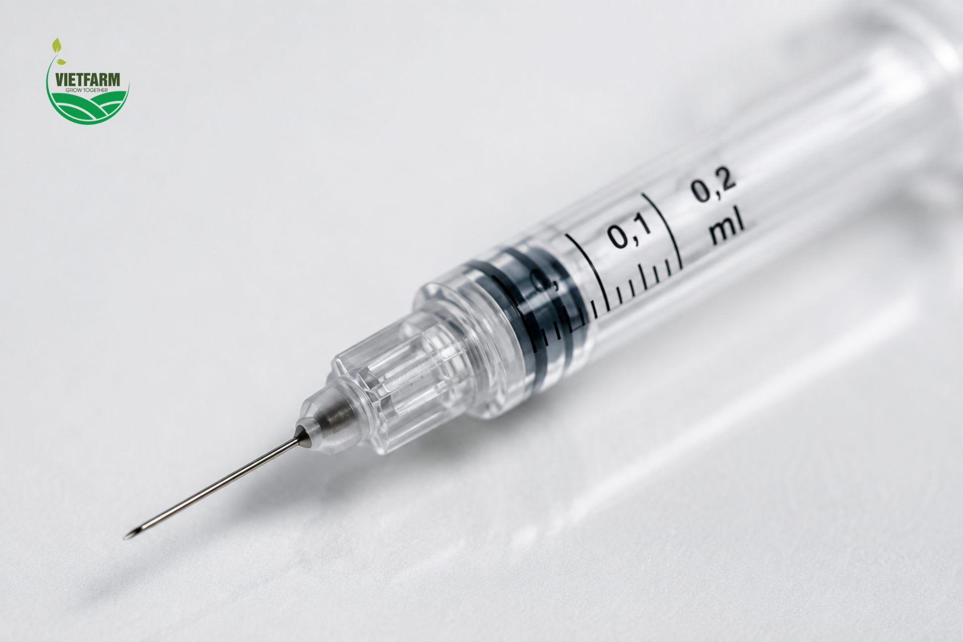 Tiêm vaccine vô hoạt cho gà con đòi hỏi độ chính xác cao hơn nhiều so với gà trưởng thành — liều lượng chỉ vài phần mười ml nhưng vẫn phải đảm bảo đúng vị trí và đủ lượng kháng nguyên cần thiết.