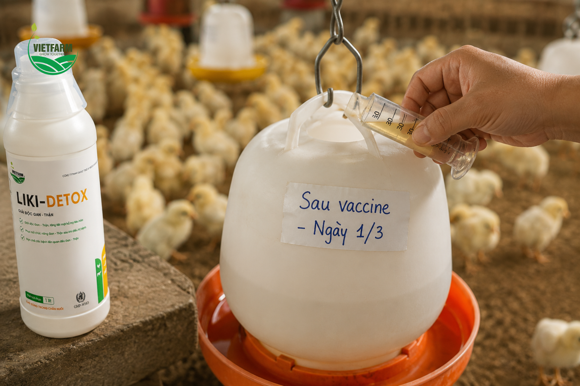 Đánh dấu ngày bắt đầu liệu trình 2-3 ngày ngay sau khi làm vaccine hoặc kết thúc kháng sinh giúp bà con theo dõi chính xác thời gian sử dụng Liki-Detox theo đúng khuyến cáo.