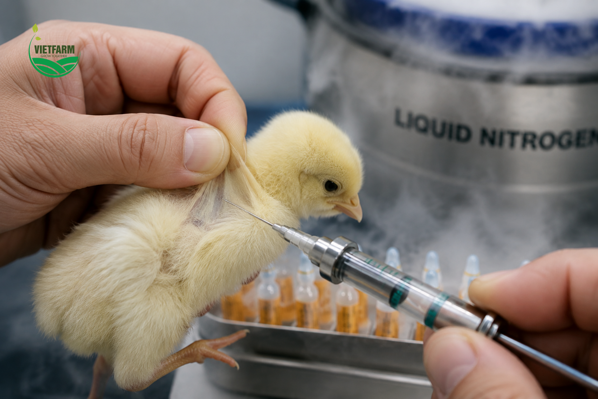 Vaccine cần được rã đông đúng quy trình từ nitơ lỏng và sử dụng ngay trong thời gian ngắn — quy trình xử lý phức tạp hơn nhiều so với vaccine đông khô, nhưng đổi lại mang đến hiệu quả bảo hộ vượt trội trước chủng Marek độc lực cao.