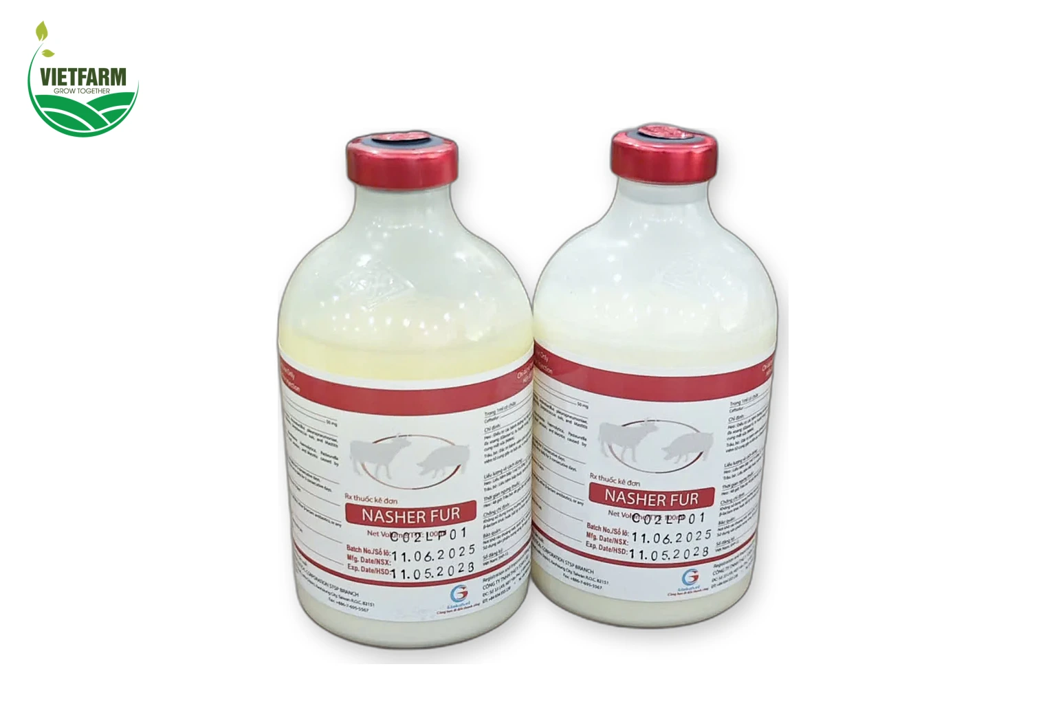 Hai lọ Nasher Fur hỗn dịch tiêm Ceftiofur 50 mg/ml