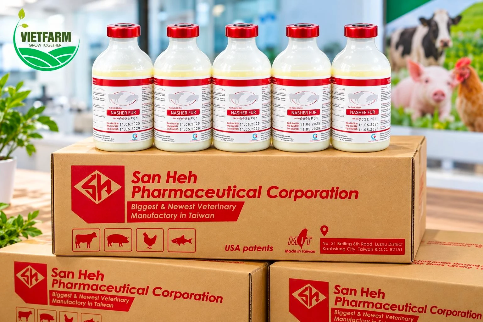 Nasher Fur do San Heh Pharmaceutical Corporation (Đài Loan) sản xuất.