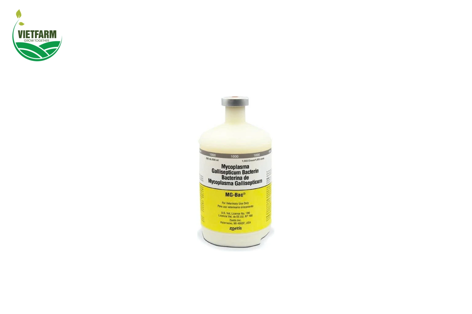 Chai vaccine MG-BAC phòng bệnh CRD trên gà do Vietfarm phân phối