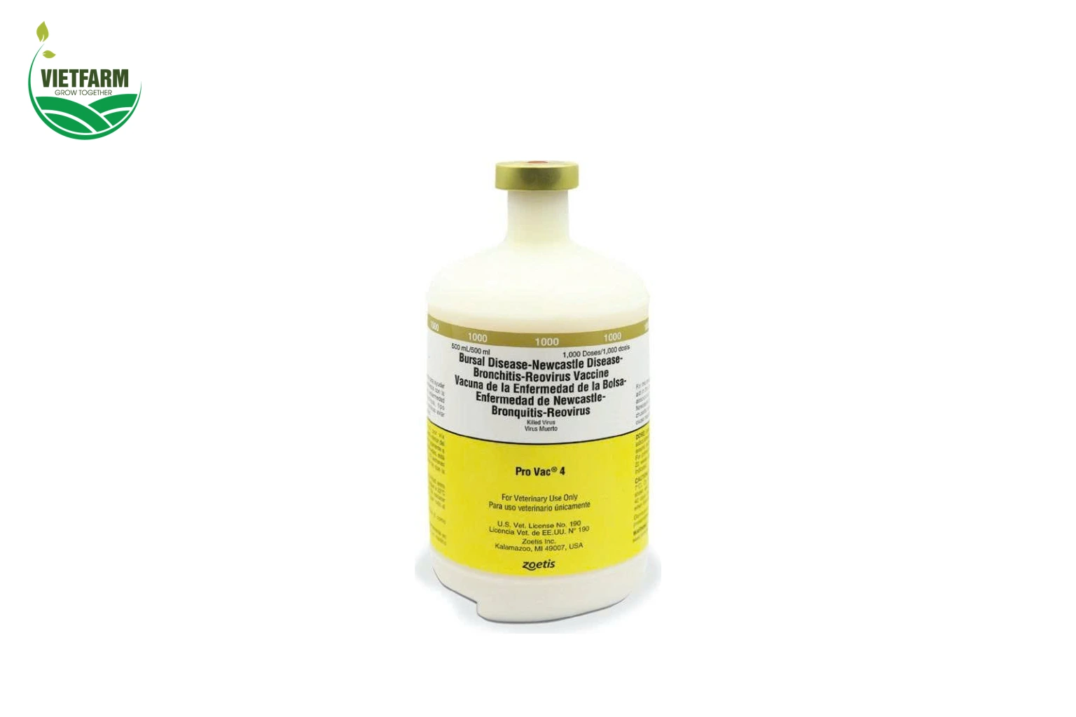 Chai vaccine vô hoạt Pro Vac 4 phòng Reovirus, Newcastle, IB và Gumboro